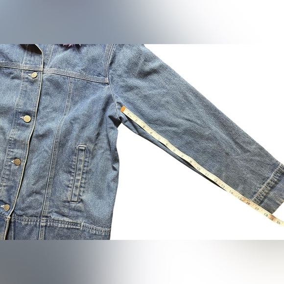 Vintage Y2K Crossroads Denim Jacket w/ Purple Faux Fur Collar Women’s Medium - Picture 7 of 7